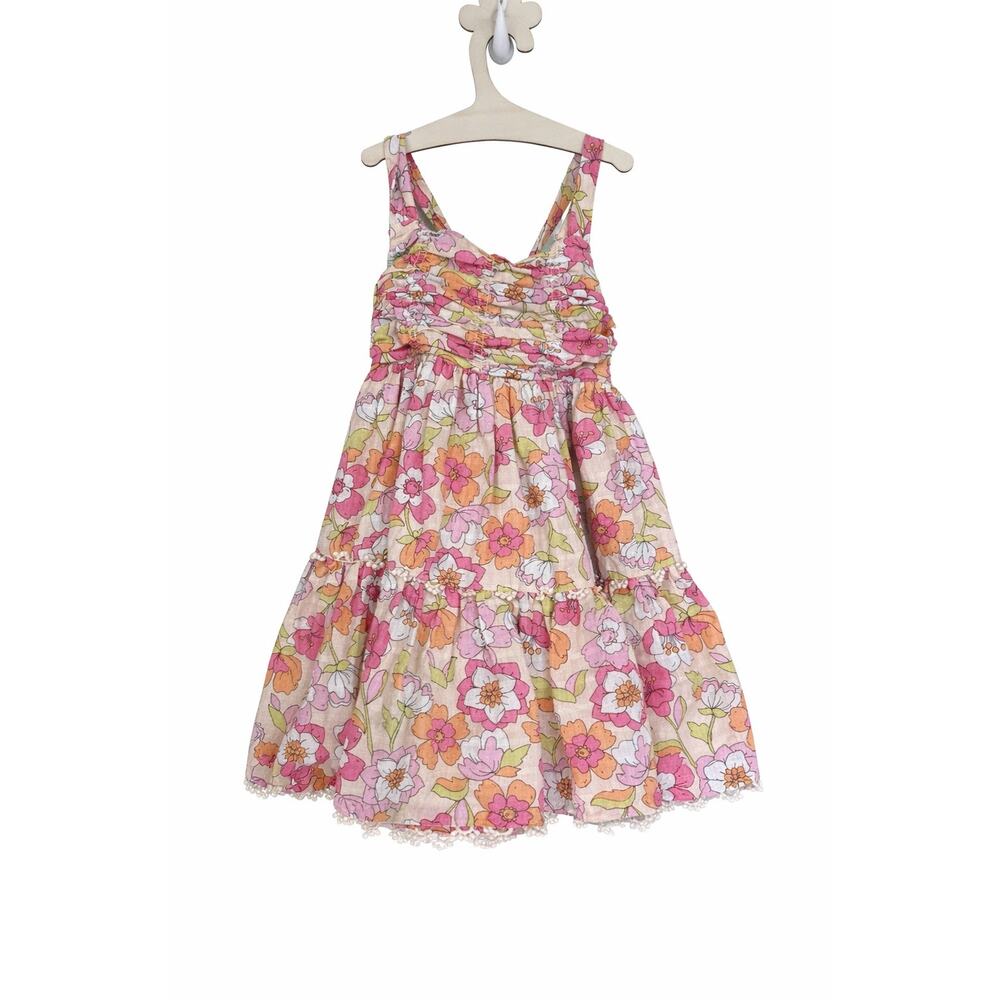 Haute Hippie Kids Floral Smocked Tiered Sundress Girls Size 5 Boho Cottagecore